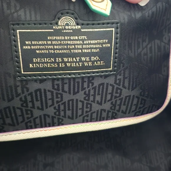 Kurt Geiger Cream Tote with Multicolor Trim - Picture 3 of 6